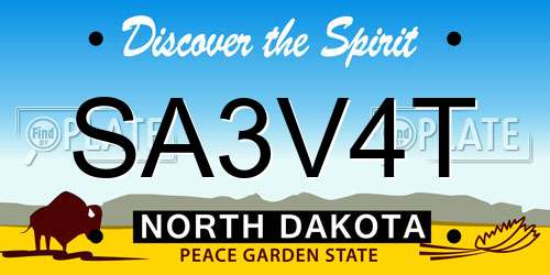 SA3V4T North Dakota License Plate