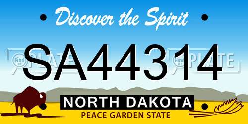 SA44314 North Dakota License Plate