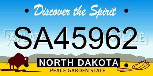 SA45962 North Dakota License Plate