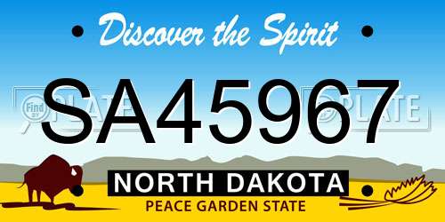 SA45967 North Dakota License Plate