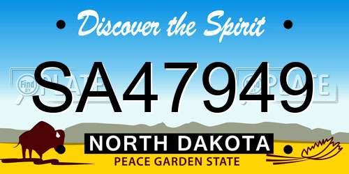 SA47949 North Dakota License Plate