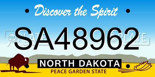 SA48962 North Dakota License Plate