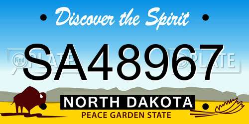 SA48967 North Dakota License Plate