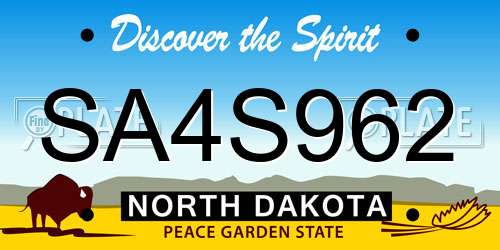 SA4S962 North Dakota License Plate