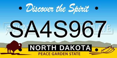 SA4S967 North Dakota License Plate
