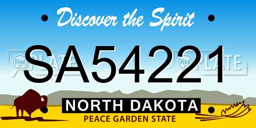 SA54221 North Dakota License Plate