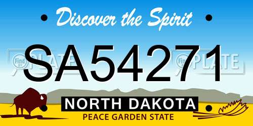 SA54271 North Dakota License Plate
