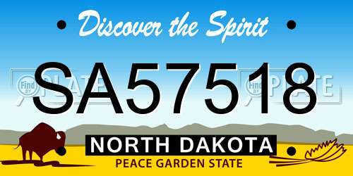 SA57518 North Dakota License Plate
