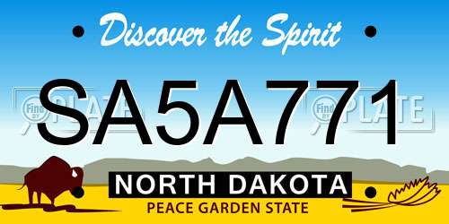 SA5A771 North Dakota License Plate