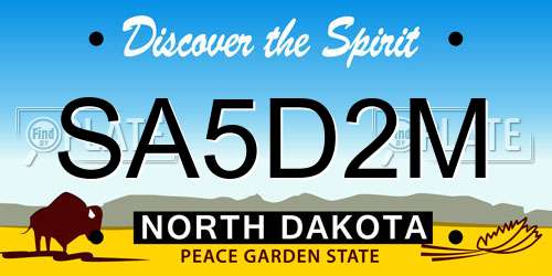 SA5D2M North Dakota License Plate