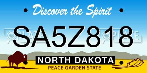SA5Z818 North Dakota License Plate
