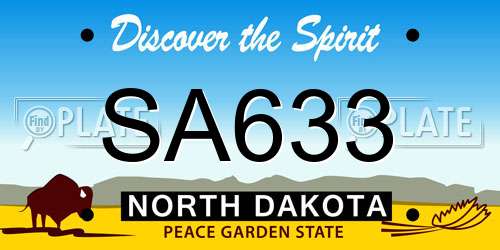 SA633 North Dakota License Plate