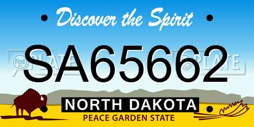 SA65662 North Dakota License Plate