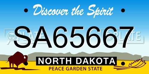 SA65667 North Dakota License Plate