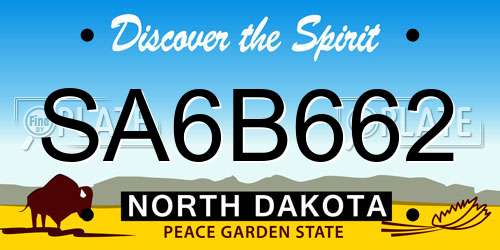 SA6B662 North Dakota License Plate