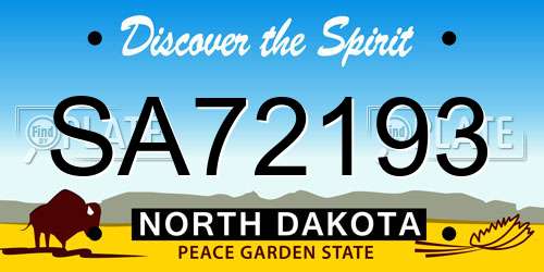SA72193 North Dakota License Plate