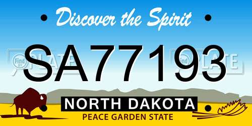 SA77193 North Dakota License Plate