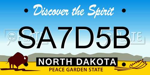 SA7D5B North Dakota License Plate