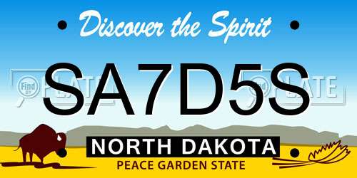 SA7D5S North Dakota License Plate