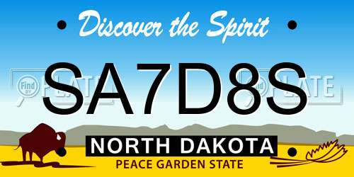 SA7D8S North Dakota License Plate