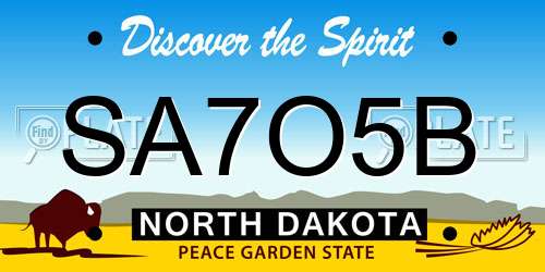 SA7O5B North Dakota License Plate