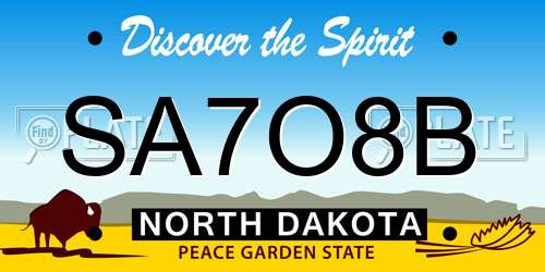 SA7O8B North Dakota License Plate