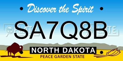SA7Q8B North Dakota License Plate