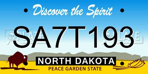 SA7T193 North Dakota License Plate
