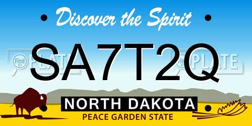 SA7T2Q North Dakota License Plate