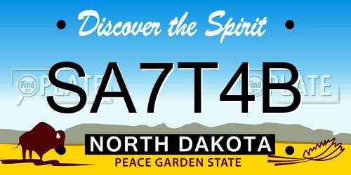 SA7T4B North Dakota License Plate