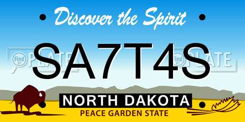 SA7T4S North Dakota License Plate
