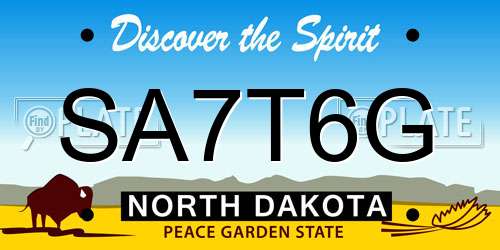 SA7T6G North Dakota License Plate
