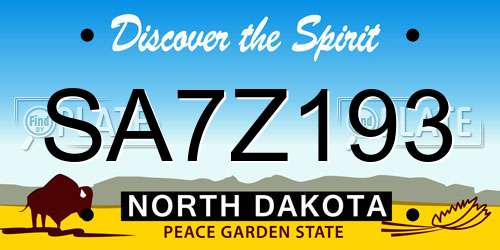 SA7Z193 North Dakota License Plate