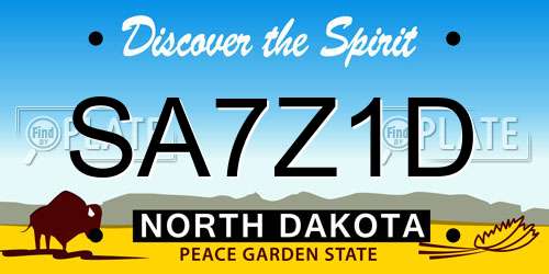 SA7Z1D North Dakota License Plate