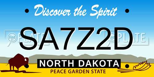 SA7Z2D North Dakota License Plate