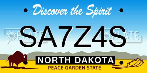 SA7Z4S North Dakota License Plate