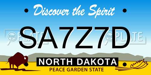 SA7Z7D North Dakota License Plate
