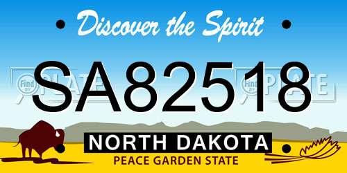 SA82518 North Dakota License Plate