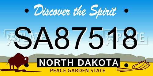 SA87518 North Dakota License Plate