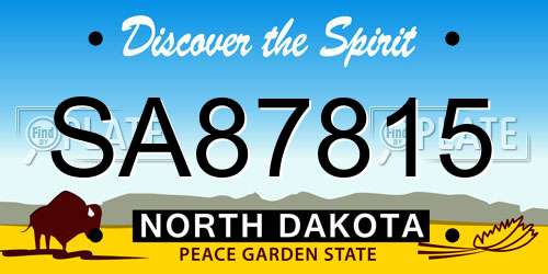 SA87815 North Dakota License Plate
