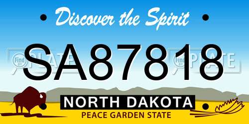 SA87818 North Dakota License Plate