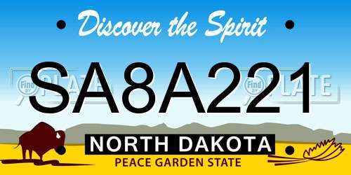 SA8A221 North Dakota License Plate
