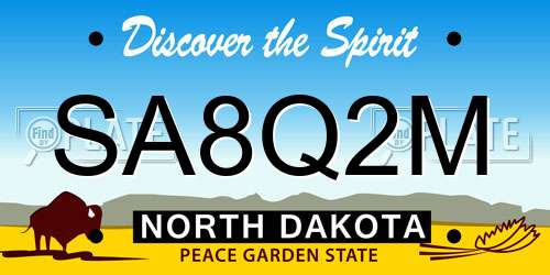 SA8Q2M North Dakota License Plate