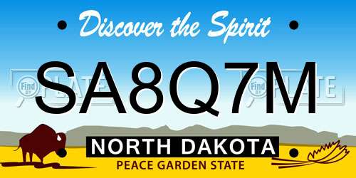 SA8Q7M North Dakota License Plate