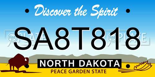 SA8T818 North Dakota License Plate