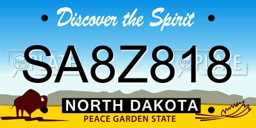 SA8Z818 North Dakota License Plate