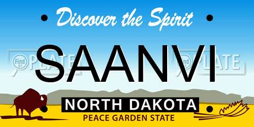 SAANVI North Dakota License Plate