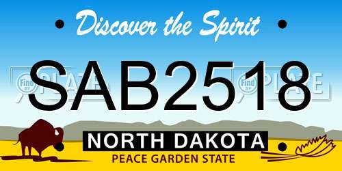 SAB2518 North Dakota License Plate
