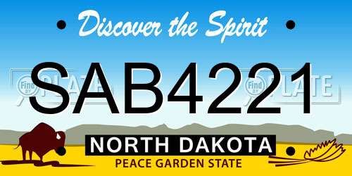 SAB4221 North Dakota License Plate