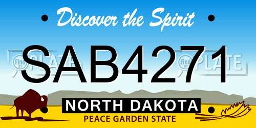 SAB4271 North Dakota License Plate